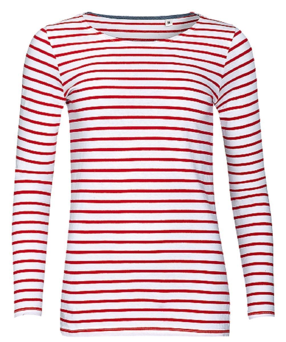 T-shirt Rayé Femme Manches Longues - Marinière En Coton Décontractée Pour Automne Hiver
