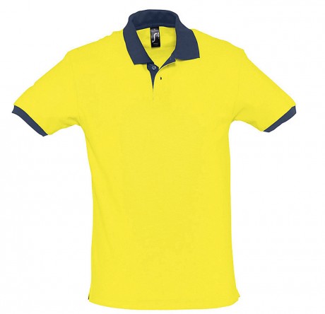 *** FDS 200222 ** Polo homme bicolore - 11369 - jaune citron