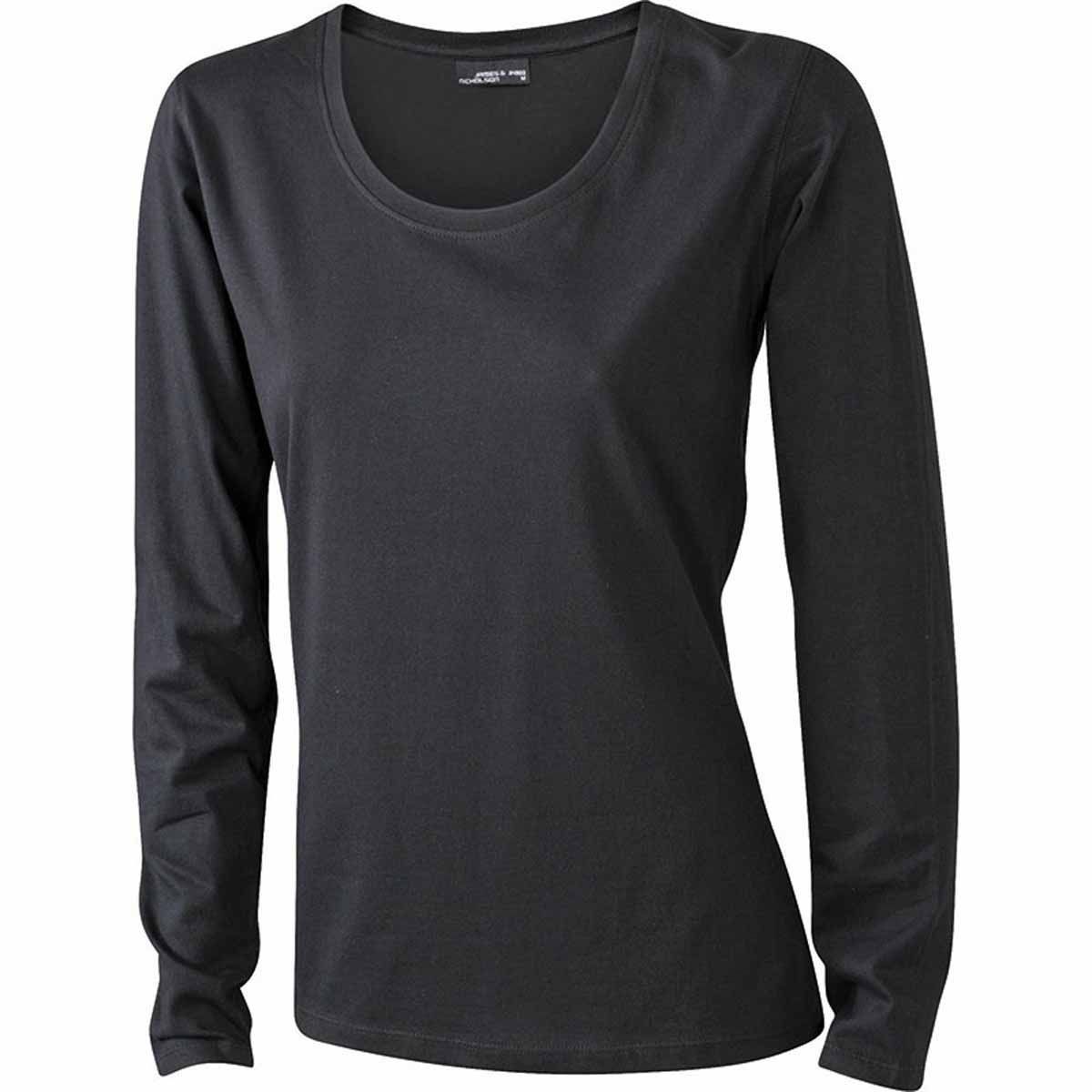 T-shirt Manches Longues Femme Basique 100% Coton - Pull Léger Confortable Toute Saison, Couleurs Unies
