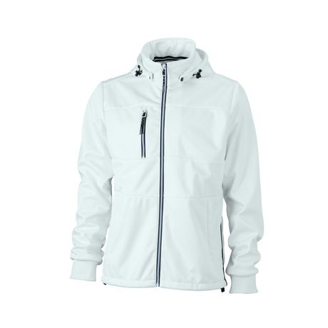 Veste softshell à capuche - homme JN1078 - blanc - coupe-vent imperméable