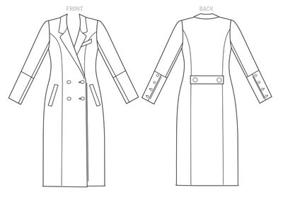 Patron Vogue 1562 Manteau femme long coutures princesses Patron Vogue 1562 Manteau femme long coutures princesses