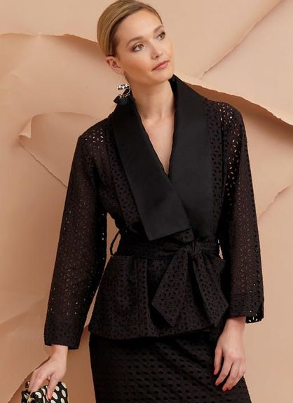 Femme 1590 Ensemble Vogue Veste Ajourées Et Jupe Patron Ceinturée qUMGzSVp