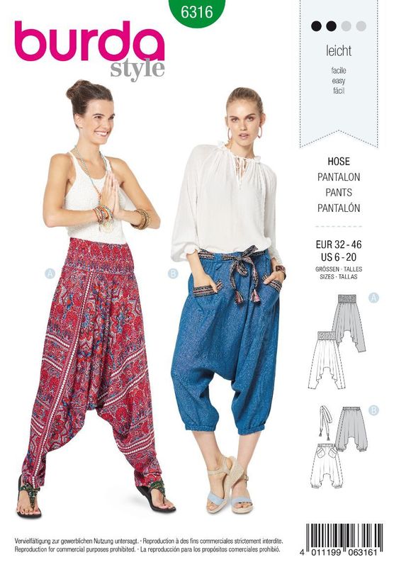 Patron Burda Pantalon Sarouel Ceinture Smocks Elastique Patron Burda Pantalon Sarouel Ceinture Smocks Elastique