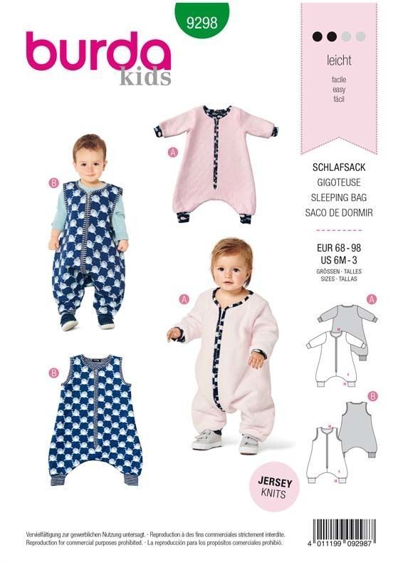 Patron Burda 9298 Combinaison Gigoteuse Bebe Avec Des Jambes Patron Burda 9298 Combinaison Gigoteuse Bebe Avec Des Jambes