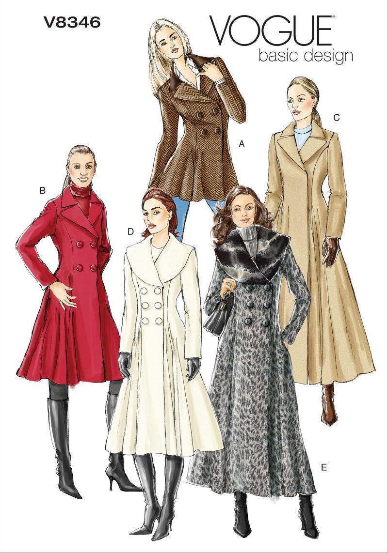Patron Vogue 8346 Manteau femme ajusté redingote princesse Patron Vogue V8346 : Manteau