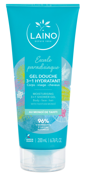 Gel douche 3 en 1 Escale paradisiaque au Monoi de Tahiti Laino - tube de 200ml