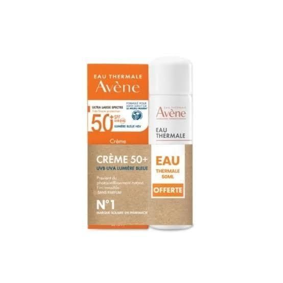 avene crème 50+ uvb uva lumière bleue + eau thermale 50ml offerte