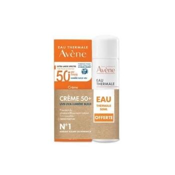 avene crème 50+ uvb uva lumière bleue + eau thermale 50ml offerte