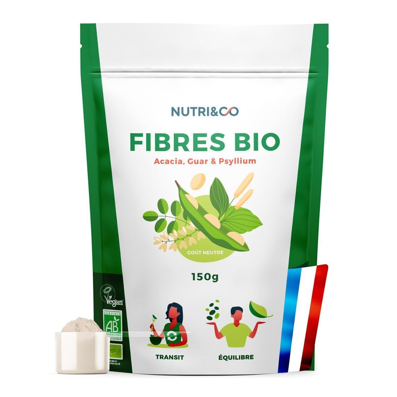 Nutri&Co Fibres Bio – Acacia, Guar & Psyllium – 150 g