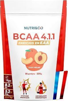 Nutri&CO BCAA 4.1.1 enrichis en EAA – Goût pêche – 228 g