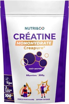 Nutri&CO Créatine Monohydrate Creapure® – 300 g – Goût neutre