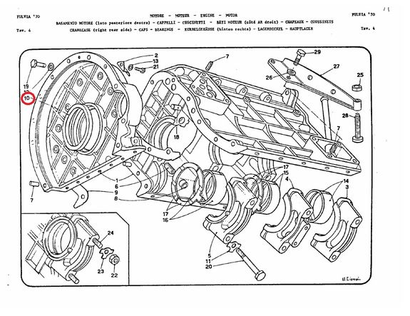 Crankshaft Gasket Gearbox Side Lancia Fulvia All Models