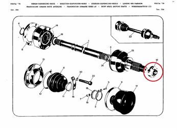 Ecrou de cardan  ADAPTABLE Lancia Fulvia série 2 et 3