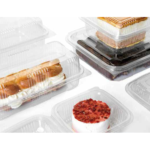 Boîtes à pâtisseries en PET avec couvercle à charnière 11.5x15.3x9 cm - carton de 800 unités
