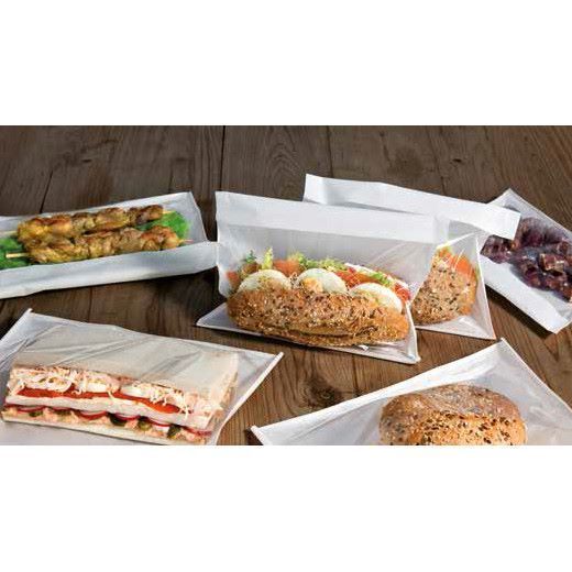 Sachet avec grande fenêtre transparente 28x22/20 cm  - pack de 500 unités