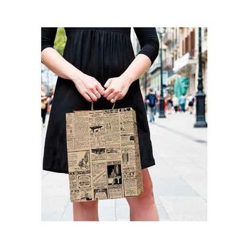 Sac papier avec poignée ficelle 20 + 10 x 29 cm TIMES KRAFT - carton de 250 unités