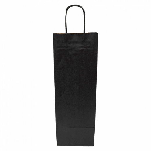 Sac bouteille KRAFT NOIR 14+8x40 cm - carton de 250 unités