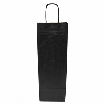 Sac bouteille KRAFT NOIR 14+8x40 cm - carton de 250 unités
