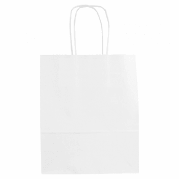 Sac papier avec poignée ficelle 18 + 8 x 21.5 cm neutre BLANC - carton de 250 unités