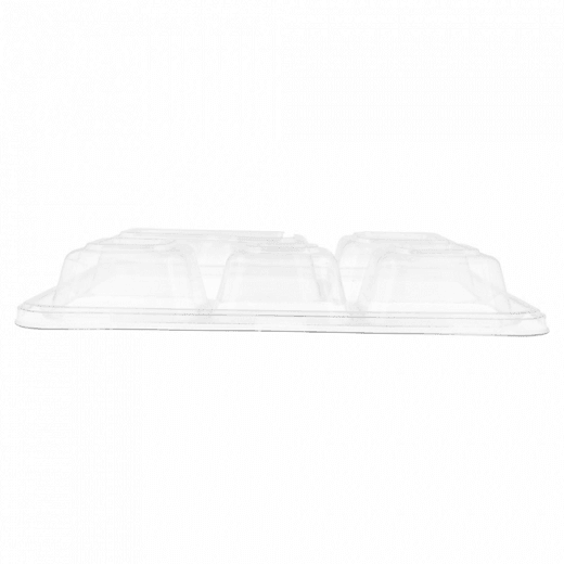 Couvercle en PET pour plateau repas 5 compartiments en cellulose naturelle fibre de canne à sucre - carton de 250 unités
