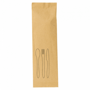 Set sachet de 3 couverts en bois 18.5 cm - Carton de 200 sets