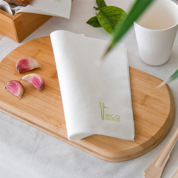 Serviette en fibre de bambou 40x40 cm BLANCHE - carton de 600 unités