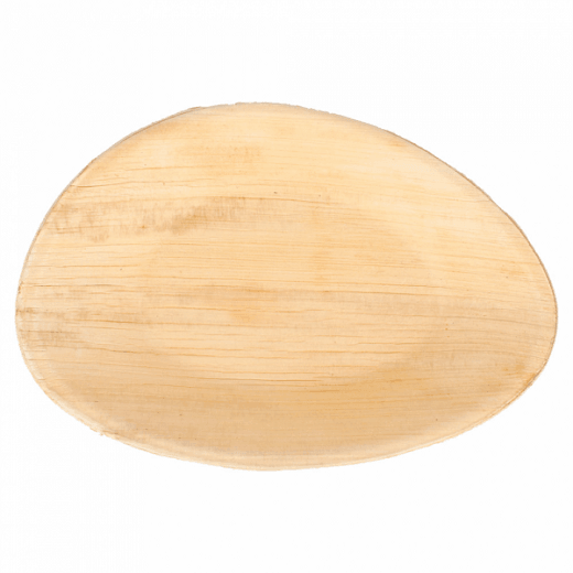 Assiette ovale en feuille de palmier 17x12x2 cm - carton de 200 unités
