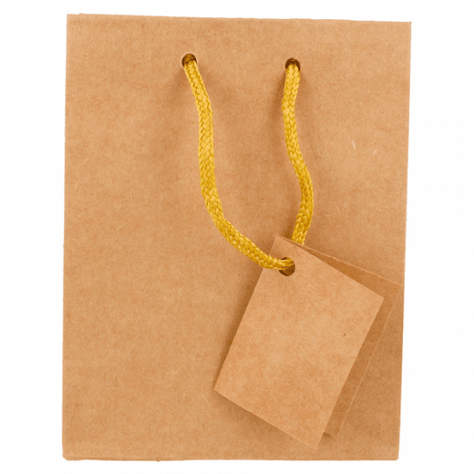 Sac boutique avec anse 11.4+6.4x14.6 cm  Kraft -  Pack de 10
