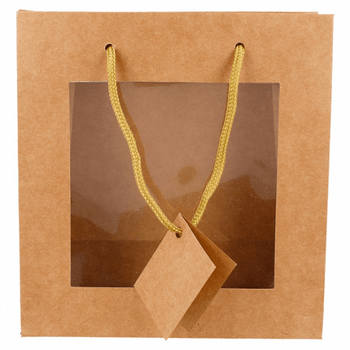 Sac boutique avec anse et fenêtre 18+8x19 cm  Kraft -  Pack de 10