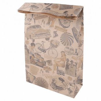 Sac kraft sos sans anses Christmas Vintage 20+9x34.5cm - Carton de 500 unités