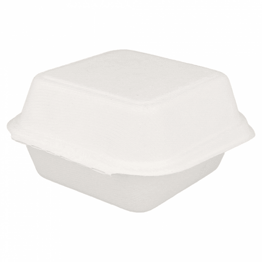 Coque à Burger en cellulose naturelle fibre de canne à sucre  - Blanc - 15.2x15 cm- carton de 600 unités