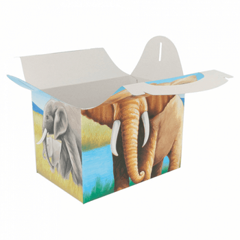 Boite pour les enfants - Modèle Elephants - pour vente à emporter 15.5x10.5x17.5(h) cm - carton de 300 unités