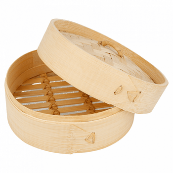 Récipient pour cuisson vapeur Mini Dim-sum en bambou avec couvercle 15x8 cm