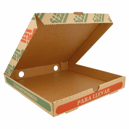 Boite à pizza marron écologique impression motifs pizza 24x24x 3 ...