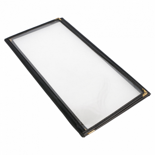 Kurtzy Lot De 10 Protège-Menus A4 Triple Pli - Présentoir Transparent Vinyle Reliure Noire Avec Coins Acier Inoxydable Pour Restaurant Bar Café