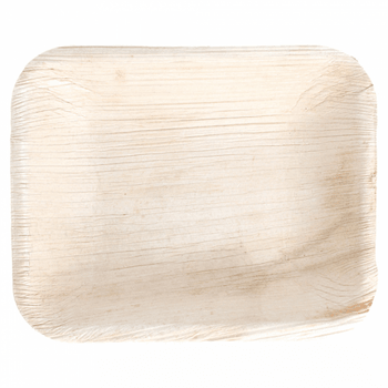 Plateau rectangulaire en feuille de palmier 16 x 12.5 x3(h) cm - carton de 200 unités