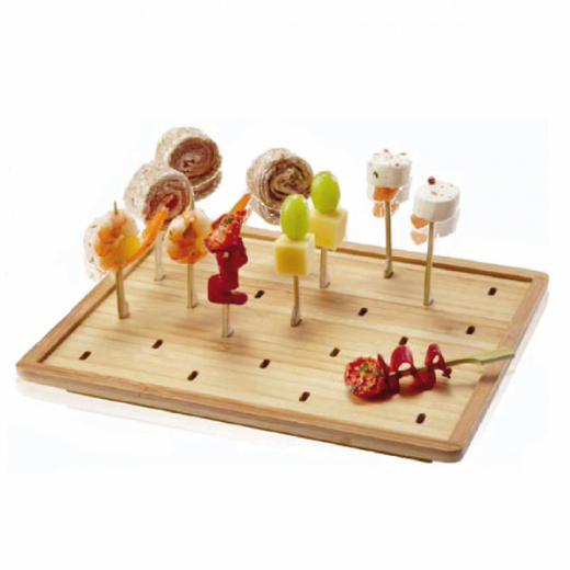 Plateau en bambou pour 25 piques type Golf 25x20 cm