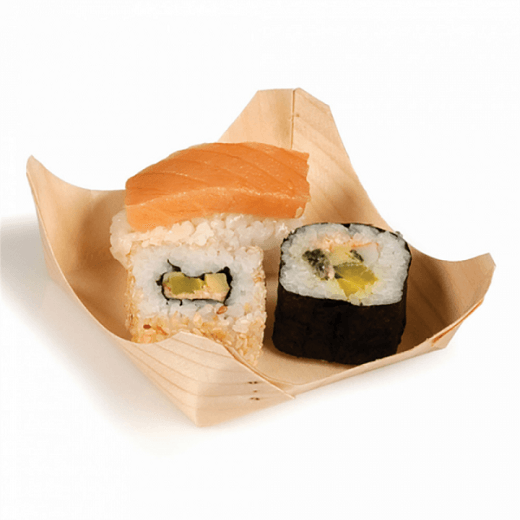 Barquette en bois de pin 10x10x3.5cm - pack de 100 unités