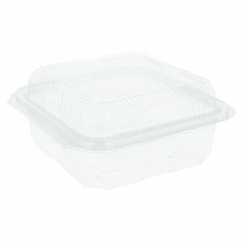 Boîtes à pâtisseries en PET avec couvercle à charnière 14x14x7.2 cm - carton de 700 unités