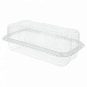 Boîtes à pâtisseries en PET avec couvercle à charnière 10.8x20.5x7.5cm - carton de 600 unités