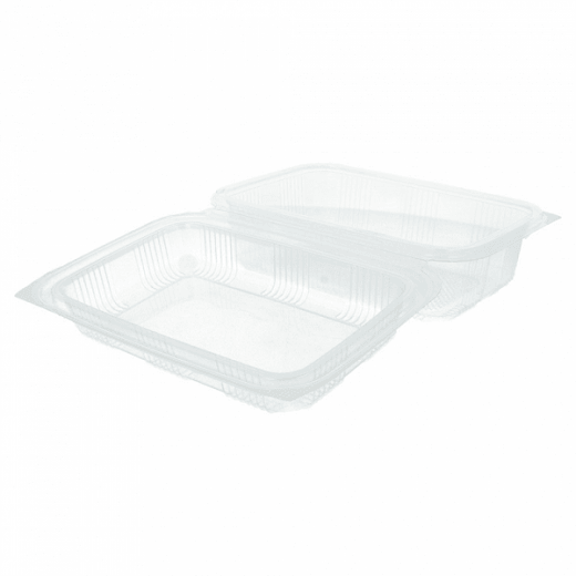 Boîtes à pâtisseries en PET avec couvercle à charnière 14.2x20.7x7.8 cm - carton de 400 unités