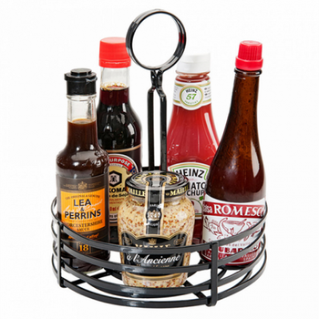 Panier à condiments en fer forgé noir avec anse - Diam 20 cm