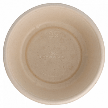 Saladier rond avec rebord en cellulose naturelle fibre de canne à sucre  -Naturel - 15.5 cm - carton de 400 unités