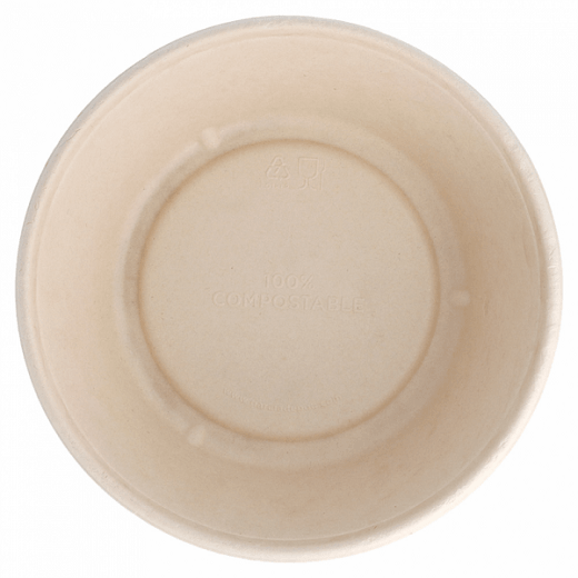 Saladier rond avec rebord en cellulose naturelle fibre de canne à sucre  -Naturel - 19.5 cm - carton de 200 unités