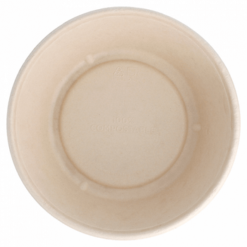 Saladier rond avec rebord en cellulose naturelle fibre de canne à sucre  -Naturel - 19.5 cm - carton de 200 unités