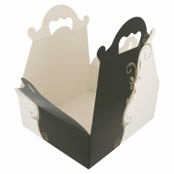 Boîte pâtissière avec anse BLANCHE ET NOIR 20x18x7(h) cm - pack de 150 unités