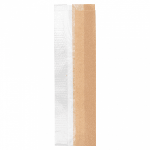 Sachet Kraft avec fenêtre latérale transparente biodégradable 9+5.5x30 cm  - pack de 250 unités