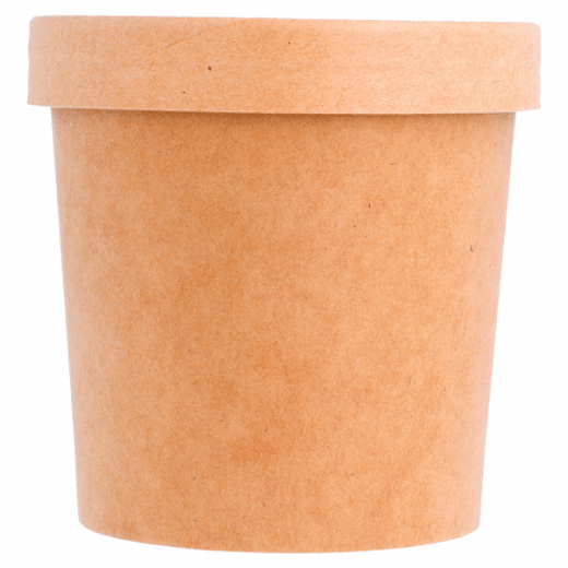 Récipient en carton double paroi avec couvercle KRAFT neutre 360 ml - carton de 250 unités