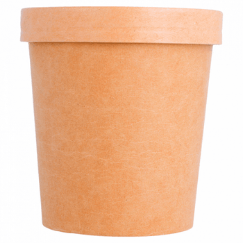 Récipient en carton double paroi avec couvercle KRAFT neutre 480 ml - carton de 250 unités