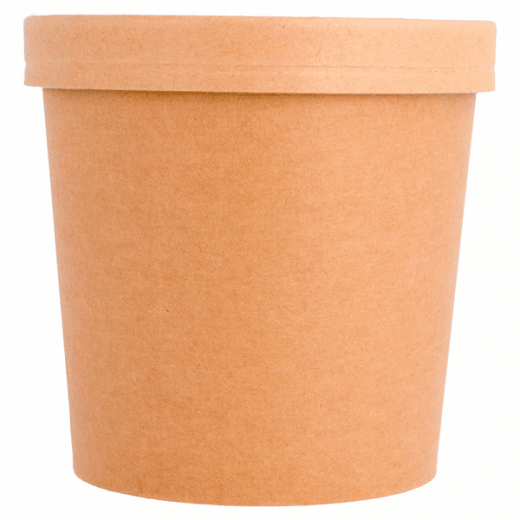 Récipient en carton double paroi avec couvercle KRAFT neutre 780 ml - carton de 250 unités